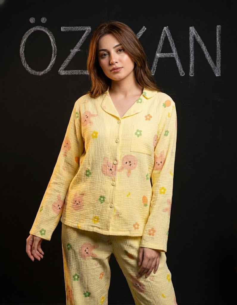 🌙 بيجامة القطن ملابس النوم الرسمية! ✨