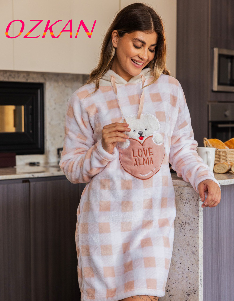فستان نوم جيبي بتصميم دب "Love Alma" فائق النعومة