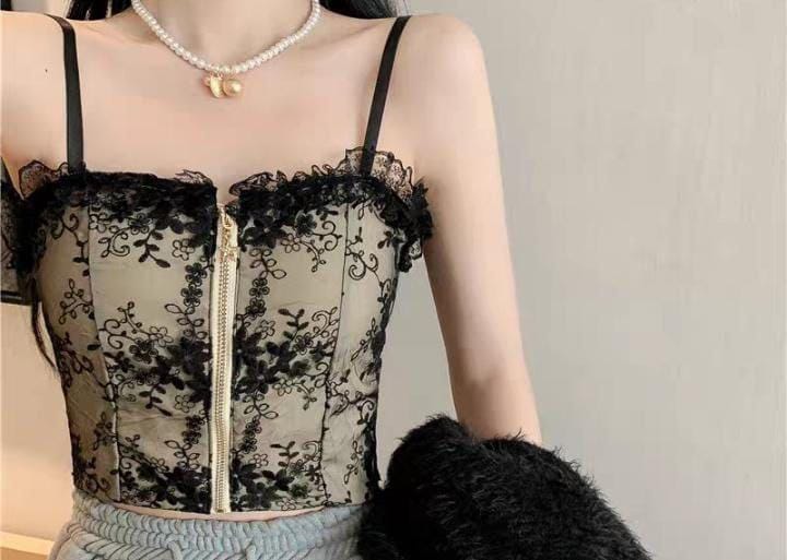 توب دانتيل بسحاب من الامان