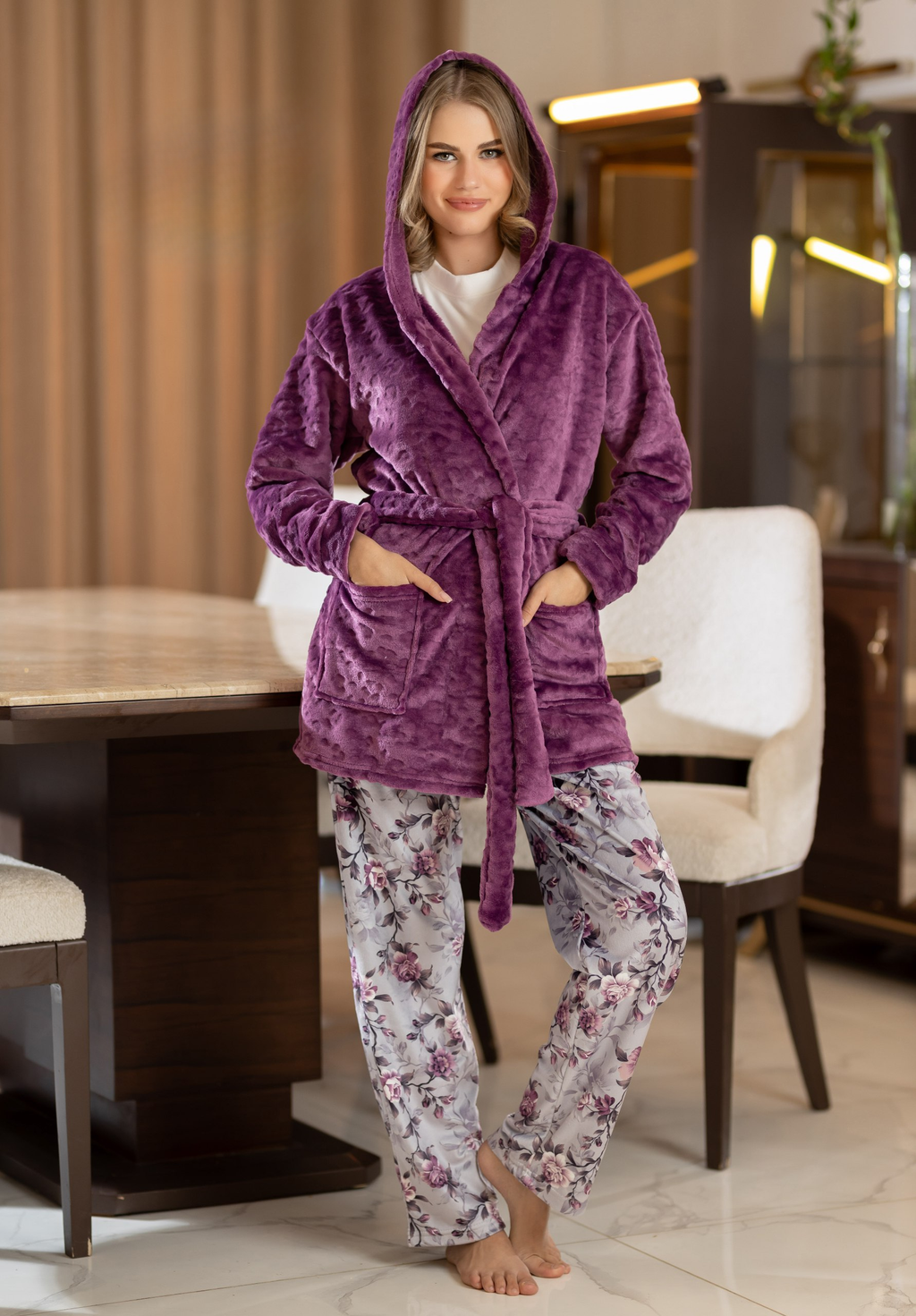 بيجامه بالروب 3 قطع