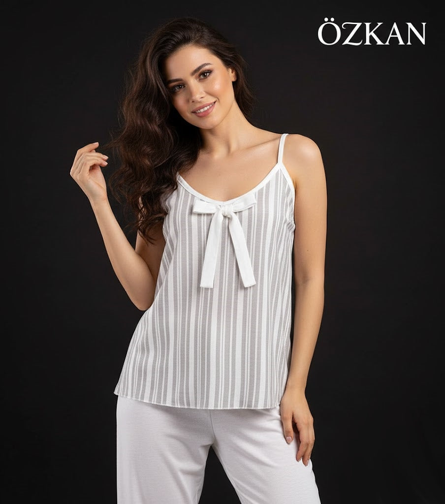 بيجامه كتان 2 قطعه